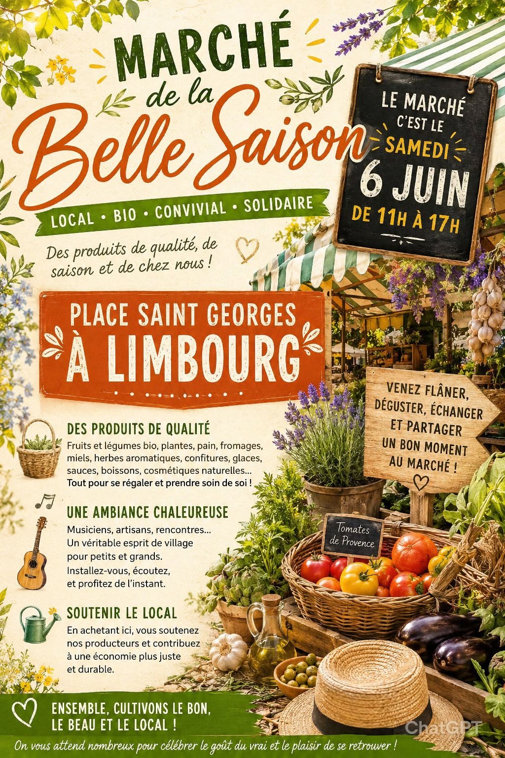Marché de la Belle saison Place Saint-Georges à Limbourg